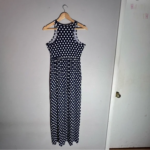 Euovmy Women's Sleeveless Dress Casual Loose Summer Maxi with Polka Dot Size S - Picture 6 of 12